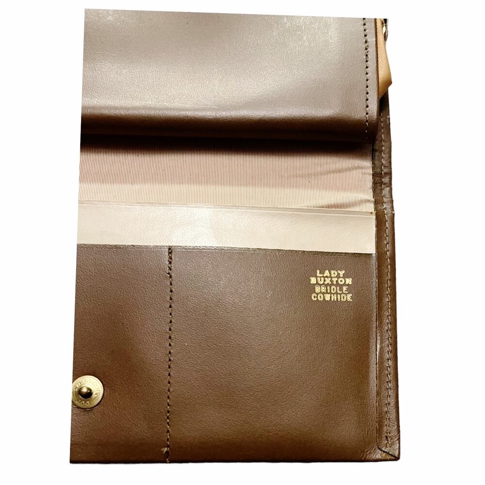 VINTAGE LADY BUXTON Leather Hand Purse Wallet Suede 40s 50s L: 7 x 3.5 in Brown - Picture 4 of 4
